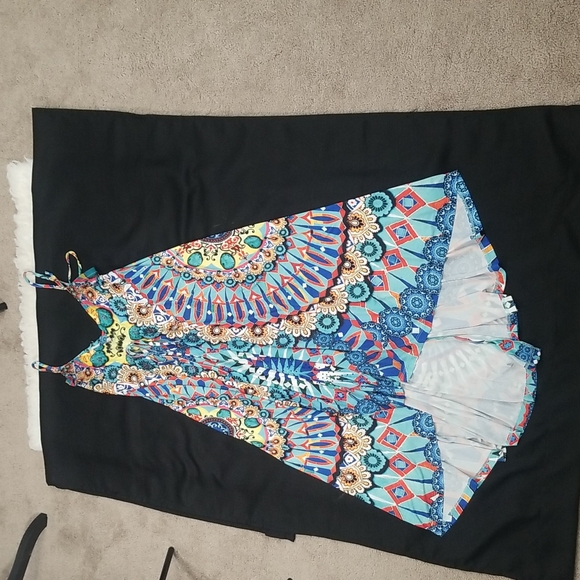 Venus Sleeveless Multicolor pattern Summer High Low Dress. XS - Picture 9 of 12